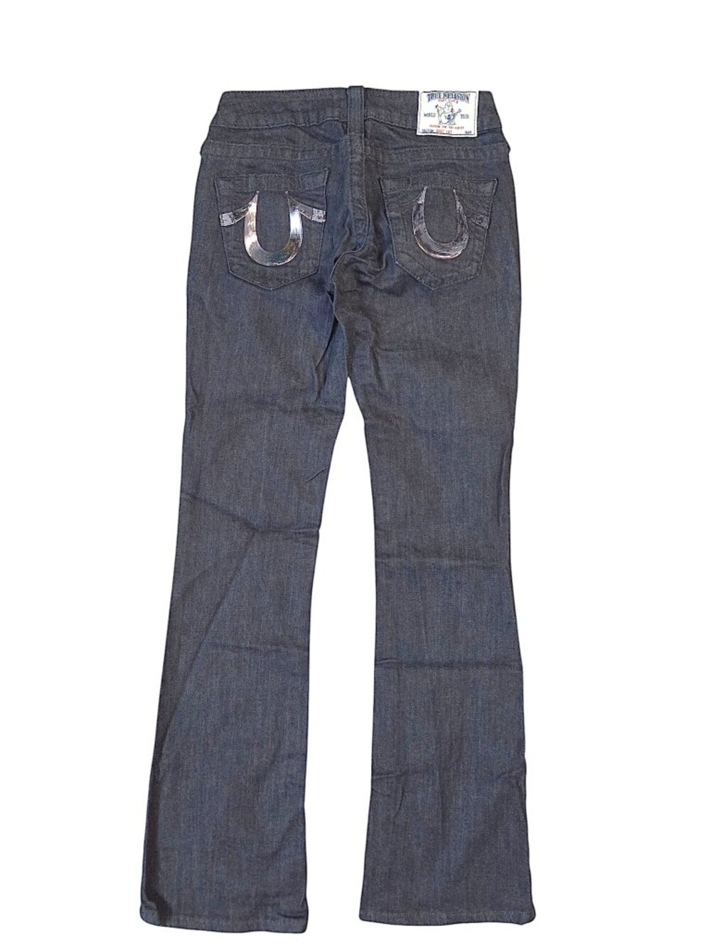 True Religion Size 25 x 31 Dark Blue Bootcut Denim Jeans w/ Sequence detailing